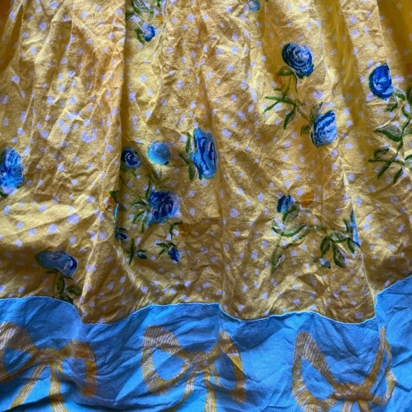 Mary Marshmallow Charming Floral Everyday Skirt in Yellow and Blue - Picture 3 of 7